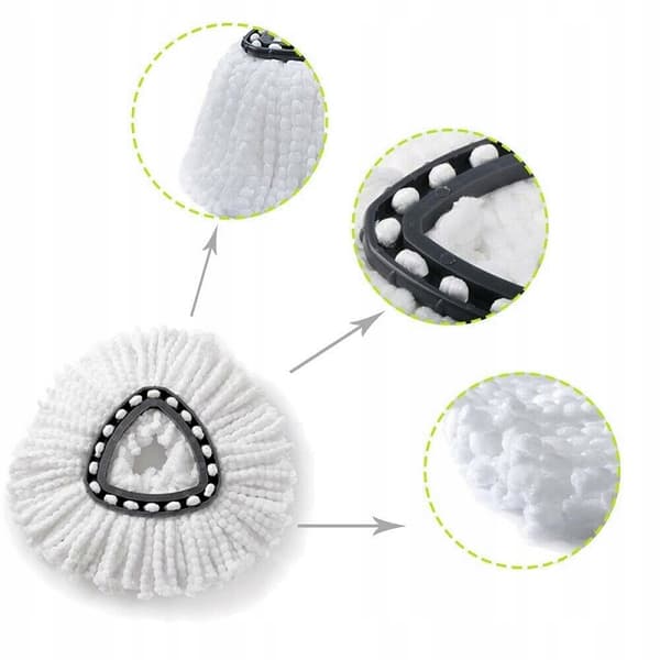 Roterende Moppehoved 38 Cm – Mikrofiber | Maskinvaskbar | Reservedel til Vileda Easy Wring, Turbo