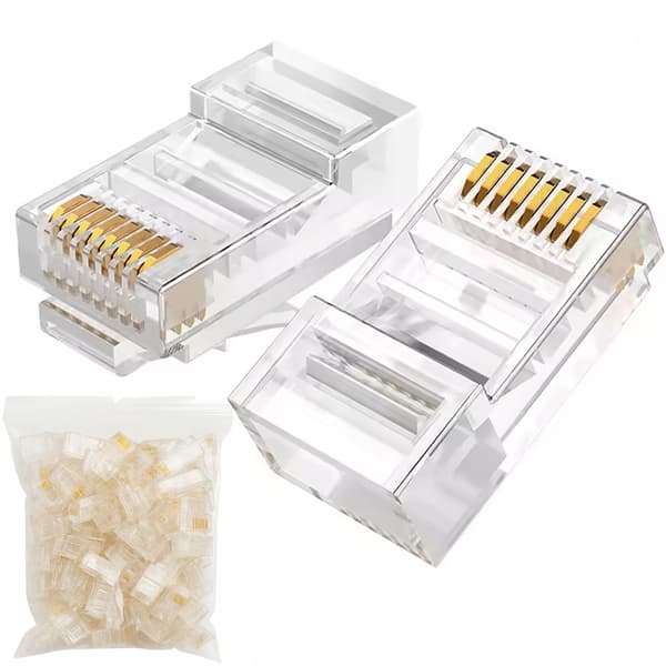 RJ45 Netværksstik Cat. 5e 8P8C – Ren Kobber | 100 Stk. | Til UTP Kabel | Til LAN og Patchpanel
