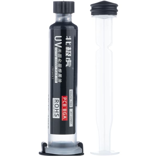 Sort Soldermaske 10Ml med Sprøjte – UV-Hærdende Beskyttelse | Isolerende | til PCB-Reparation