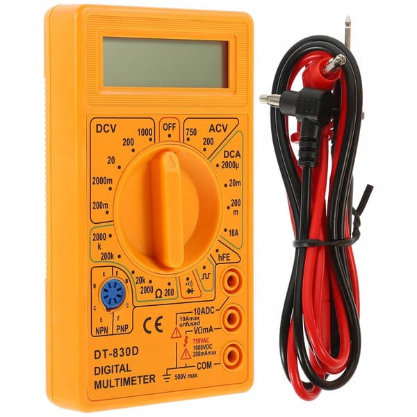 Digitaalinen Yleismittari DT-830D – LCD-Näyttö | AC/DC Jännite, Virta, Vastus | Testaa Diodit, Transistorit