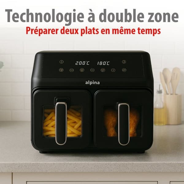 alpina Double Airfryer XXL - Luftfritös 2x4L Svart