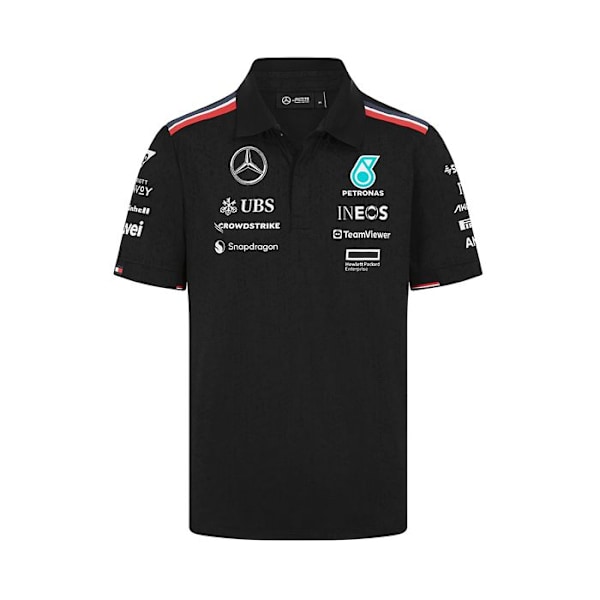 Mercedes AMG Petronas officiella Formel 1 Team Pikétröja för män Svart Svart XS