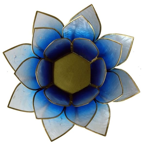 Lotusblomma Blå Gradient och Guld Ljusställ Blå, guld
