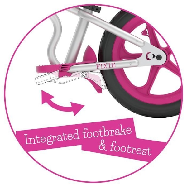 FIXIE balanscykel i metall - CHILLAFISH - Rosa - Böjt styre - 2-i-1 fotstöd - För barn från 2 till 5 år Rosa