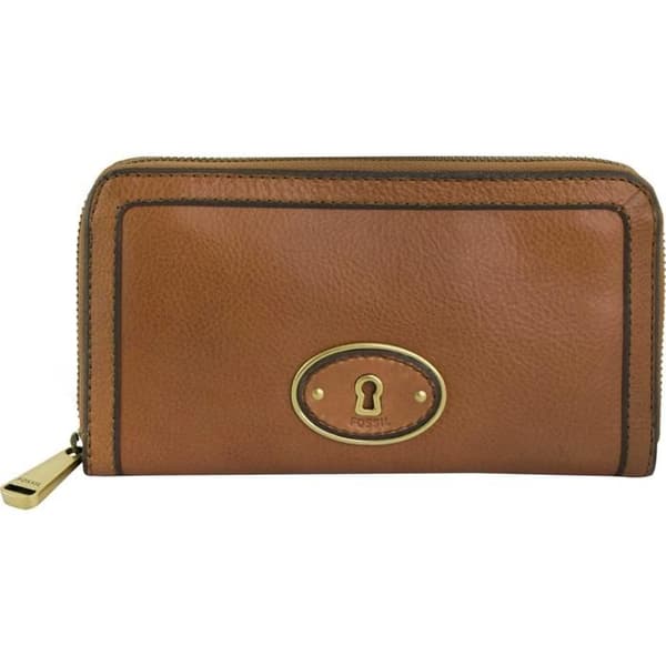 Fossil Wmns Läderplånbok Vri Zip Clutch Kamel Brun - Onesize brun