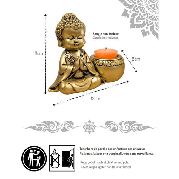 Buddha-baby ljusstake guld 13x11cm