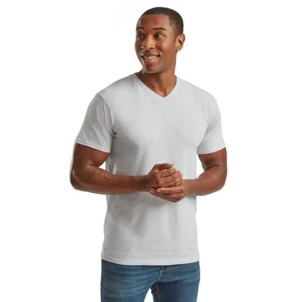 T-shirt med V-ringning Fruit of the Loom Valueweight - grå grå S
