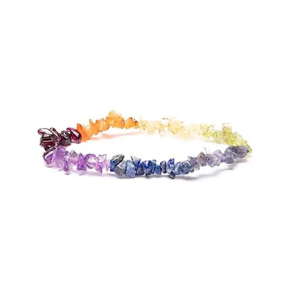 Elastiskt armband med 7 chakra-stenar