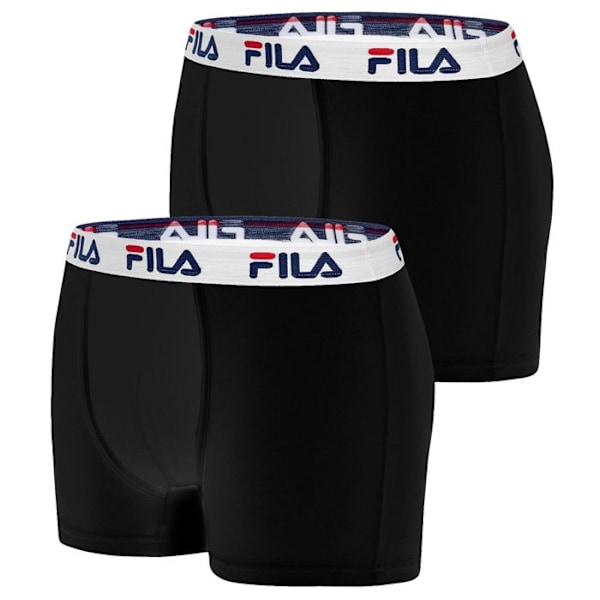 Fila boxershorts i bomull för män, herrbyxor, bekväma, allergivänliga och stretchiga, (2-pack) - svart Svart M