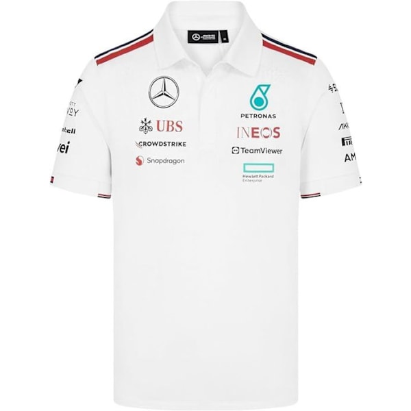 Mercedes AMG Petronas officiella Formel 1 Team Pikétröja för män Vit Vit XS