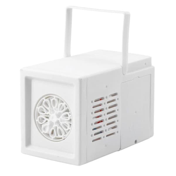 Automatisk bubbelmaskin vit - LEAN - 10 bubbelhål - Drivs av 4 AA-batterier - Plast - START-knapp Vit