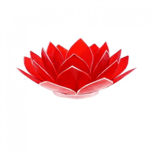 Röd och silver Lotusblomma ljushållare 1:a chakra Rött, Silver