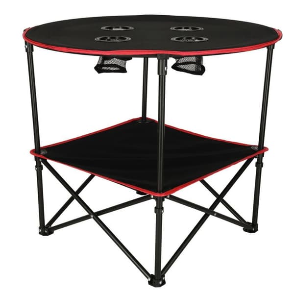 Fällbart campingbord med fodral, svart