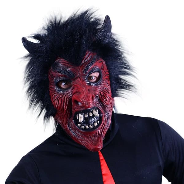 Mask Djävul Med Hår För Vuxna - One Size
