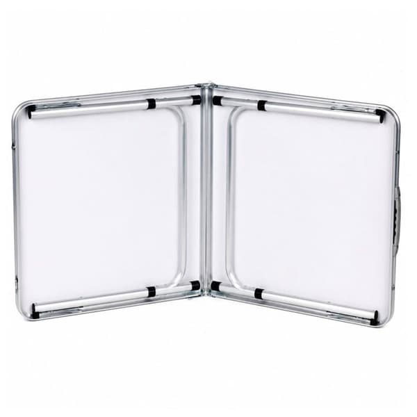 Fällbart campingbord i vitt - LEAN - Höjdjusterbart - Ram i anodiserad aluminium - Mått 120 x 60 x 55-70 cm Vit