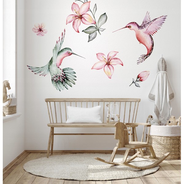 Pastell Hummingbirds wallstickers 125x250cm