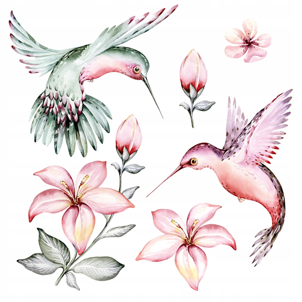 Pastell Hummingbirds wallstickers 75x150cm