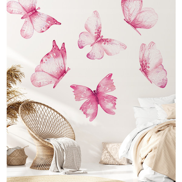 Seinätarrat lapsille Pink Butterflies 100x200cm