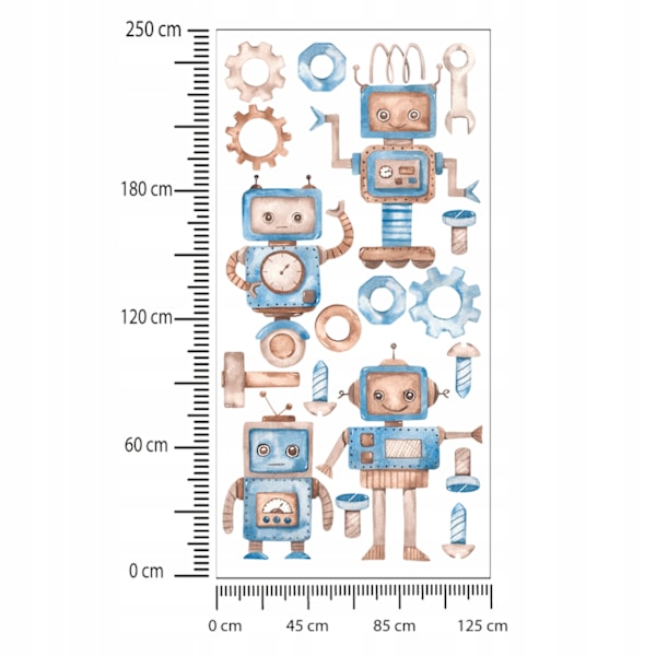 Seinätarrat lapsille robottien maailma 125x250cm