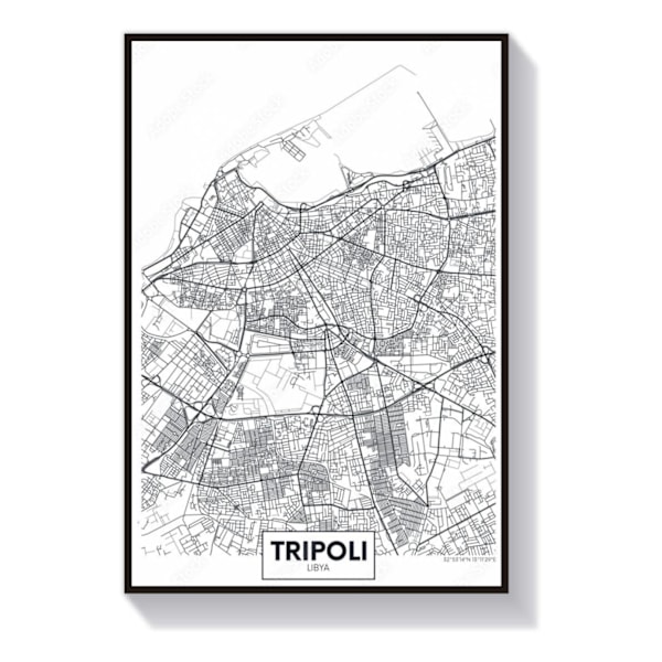 Tripoli Karta Poster 50x70cm 50 cm