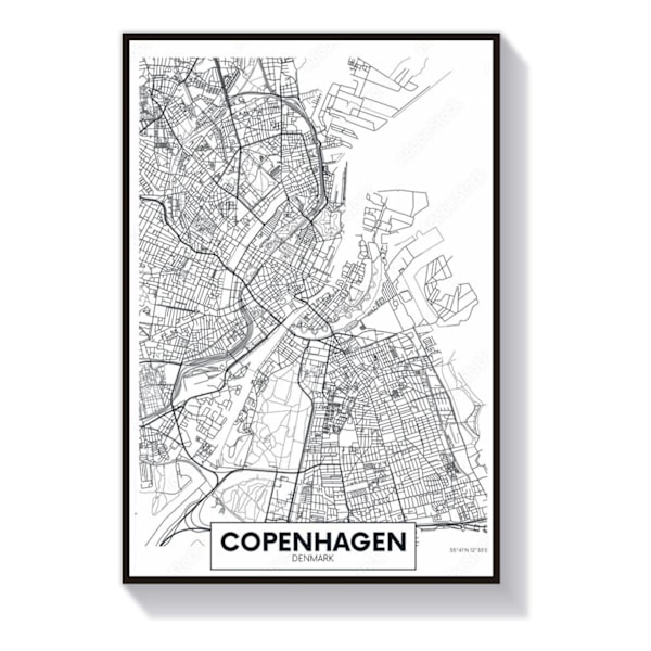 Köpenhamn Karta Poster 50x70cm 50 cm