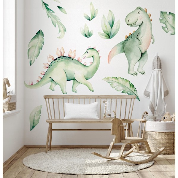 Seinätarrat lapsille Green Dinosaurs 50x100cm