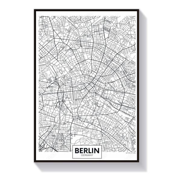 Berlin Karta Poster 50x70cm 50 cm