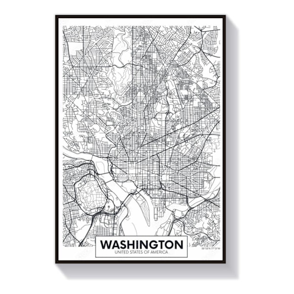 Plakat Kort Washington 50 cm