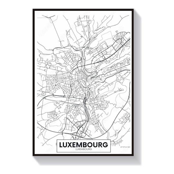 Luxemburg Karta Poster 50x70cm" 50 cm