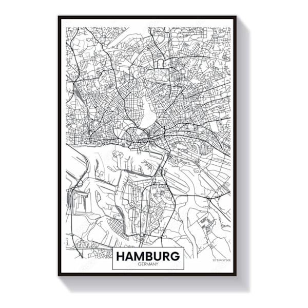 Hamburg Karta Poster 50x70cm 50 cm