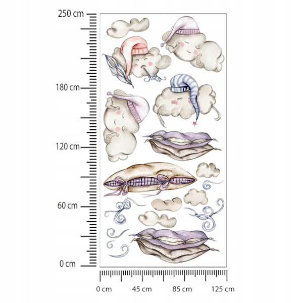Seinätarrat lapsille, nukkuvat pilvet, 125x250cm
