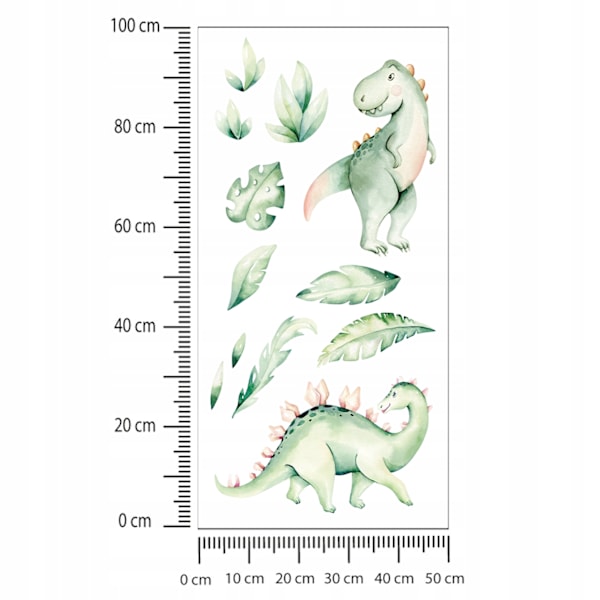 Seinätarrat lapsille Green Dinosaurs 50x100cm