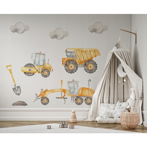 Wallstickers til børn Construction Machines in Action 125x250cm