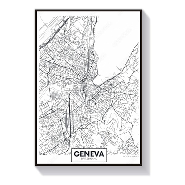 Genève Karta Poster 50x70cm 50 cm