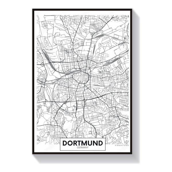 Dortmund Karta Poster 50x70cm 50 cm