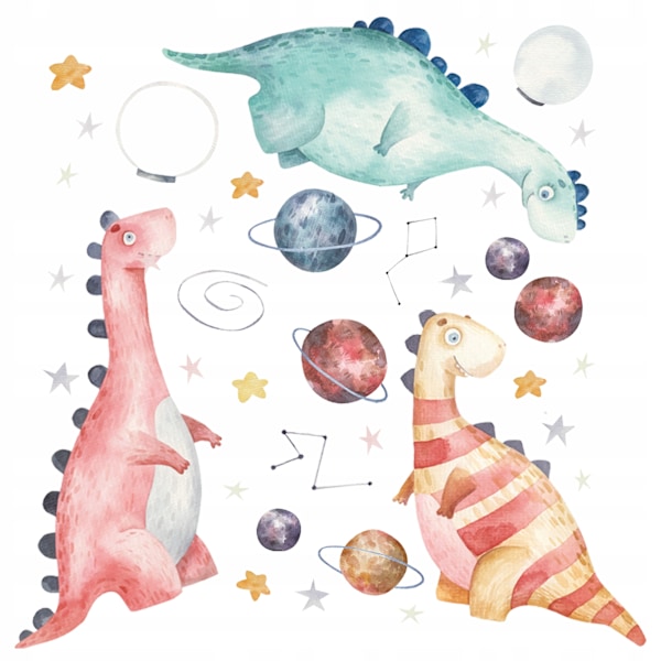 Dinosaurs and Planets wallstickers för barn 50x100cm