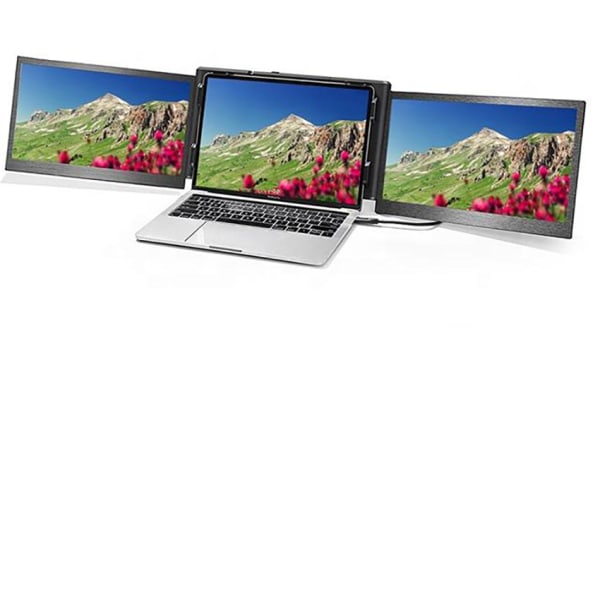 Triple Screen Laptop Monitor, 13,3 tums bärbar datorskärm Plug and Play Laptop Screen Extender