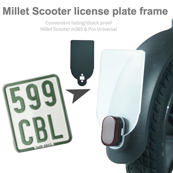 Elektrisk scooter nummerplade Plast nummerplade holder advarselsskilt til Xiaomi M365 eller Pro elektrisk scooter tilbehør Black