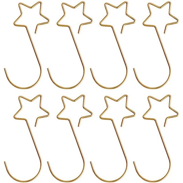 100 stycken, julkulsklämma, julgranshängare, S-formade julkulakrokar, bollhängare, julprydnadskrokar (Star Gold)