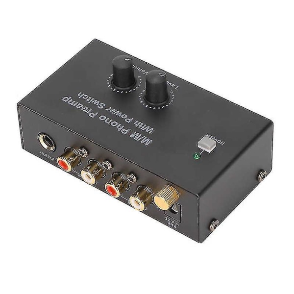 Phono Preamp Professional Low Noise Operation Pladeafspiller Forforstærker Med DC 12v Adapter Eu-stik 100-240v