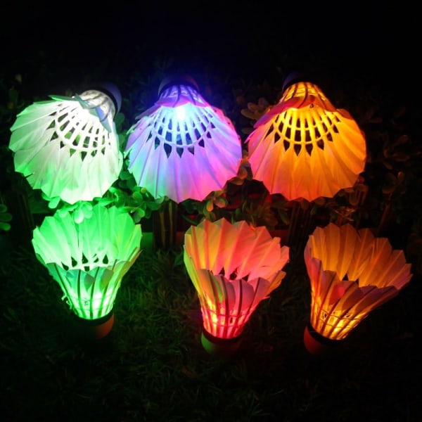 LED-badminton, 6 farver glødende gradientbadminton til udendørs indendørs sportsaktiviteter (6 stk.)