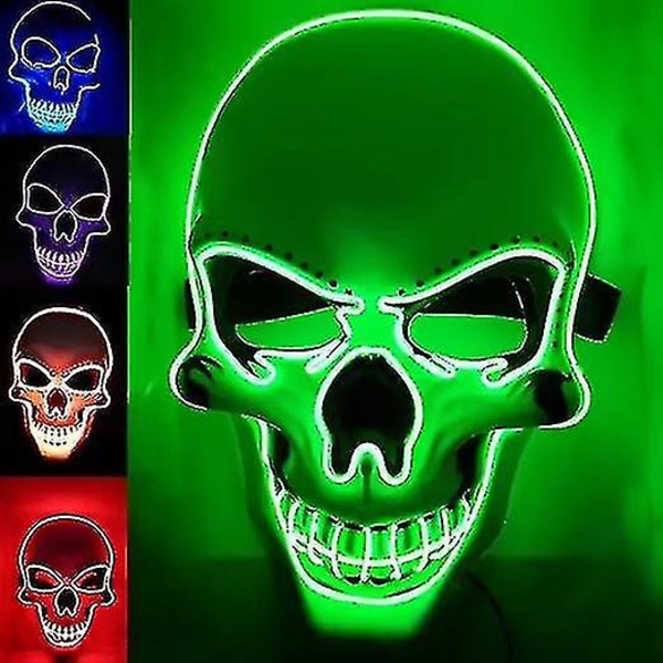 Halloween Mask Led Light Up Kostymer Skremmende maske til festutstyr. Yellow