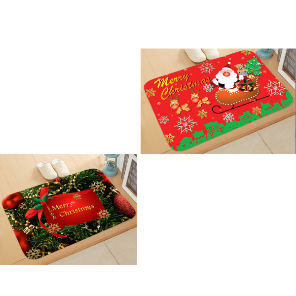 Jul nytår festlig santa wapiti gulvmåtte soveværelse badeværelse hus absorberende anti-skrid，A