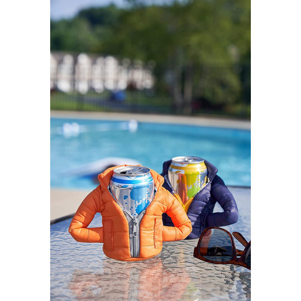 2-pak Cola jakker dåseøl termojakke Øljakke termojakke dunjakke (blå+orange, One Size)