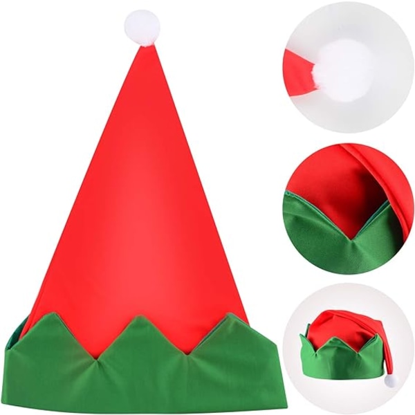4 stycken jultomtesatser inkluderar elfförkläden och elfhattar för julfestkostymer (röd och grön)