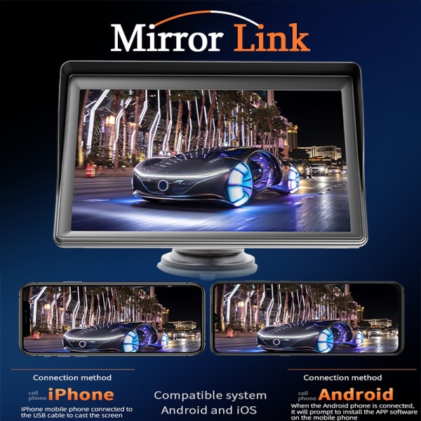 CarPlay Android Auto Bilradio Multimedia Videospelare 7-tums bärbar pekskärm med fjärrkontroll radio and camera