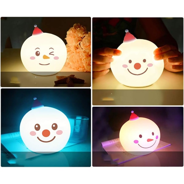 Christmas Snowman LED Nattlys Lykter Soveromsdekorasjoner Tilbehør Fargerik Atmosfære Bordlampe