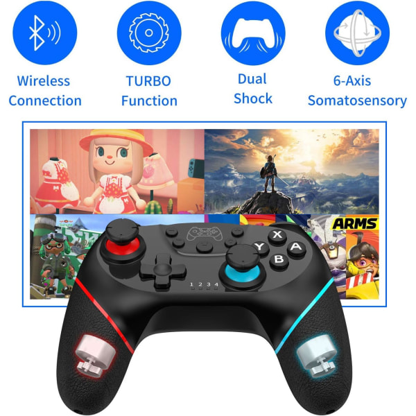 Trådløs Controller til Switch, Switch Remote Gamepad Joystick (Hvid B)