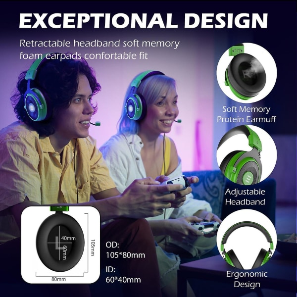 Gaming Headset Surround Kablet hodetelefoner Øretelefoner For med støyreduserende mikrofon|telefon øretelefoner
