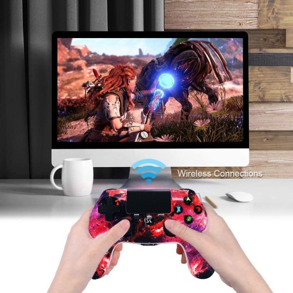 PS4 trådløs kontroller, High Performance Double Vibration Gamepad kompatibel med Playstation 4/Pro/Slim/PC med lydfunksjon (kamoflasje 1）